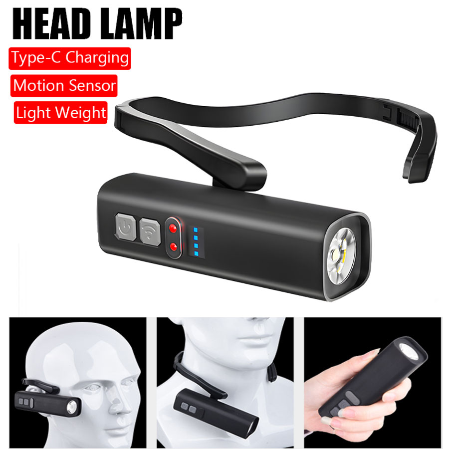 Running Headlamp - Superheldere oorclip-koplamp USB oplaadbare sensorkoplamp Draagbare