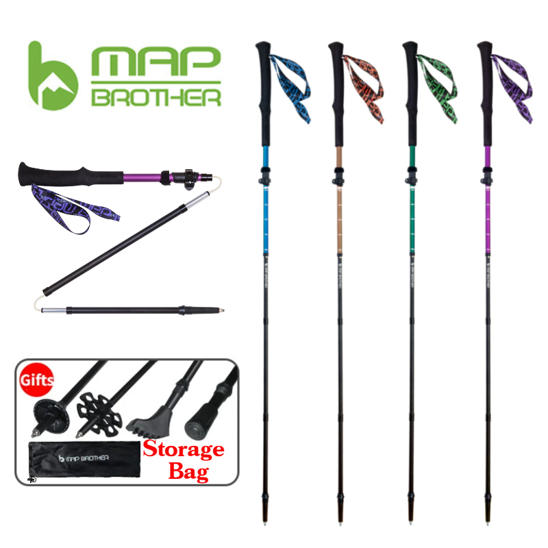 Trekking Pole Carbon - Kaart Broer M3030 Lichtgewicht Opvouwbare Opvouwbare