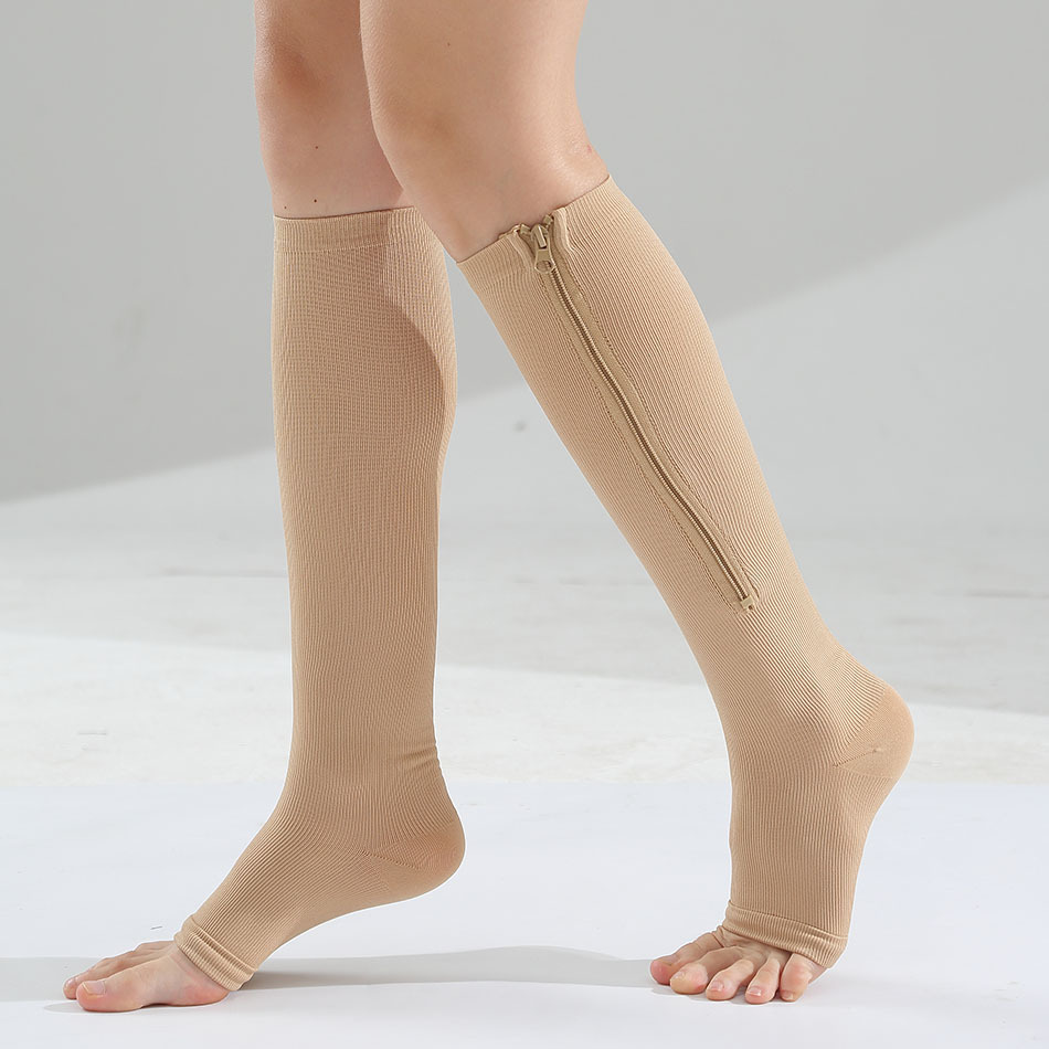 Sports Socks - Hardloopsportcompressiesokken Effen kleur Eenvoudige druksokken Rits