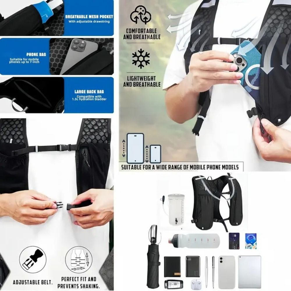 Hydration Vest - Waterdichte reflecterende hardloopvesttas Verstelbare multifunctionele hardloophydratatievesttas