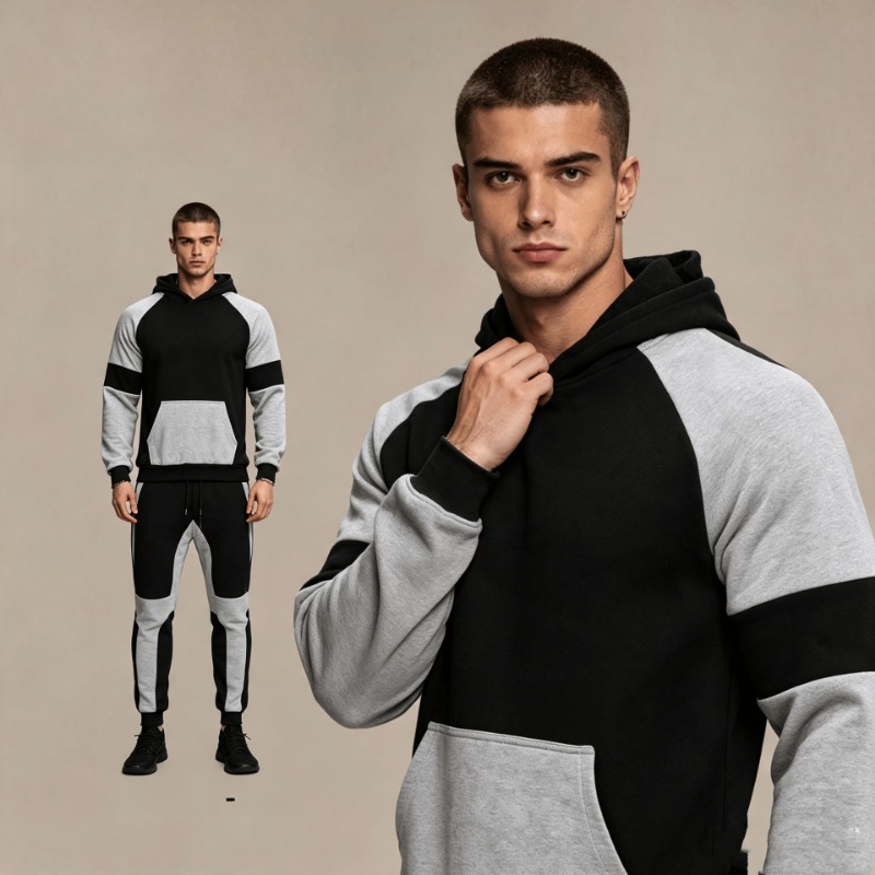 Joggers Pants - Heren kleurblok hoodie en joggingbroek set,