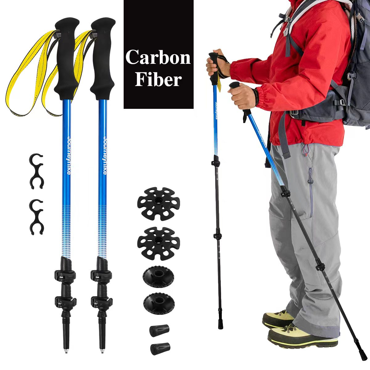 Gele 3K carbon fiber trekkings - Trekking Pole Carbon recensie en prijs